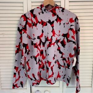 NWT Anthropologie Lizzie Mock Neck Sweater Size M Cozy Soft Knit Floral Print